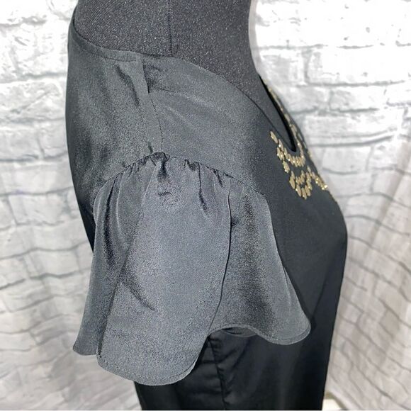 Merona scoop neck blouse w/jeweled embellishment Black size small - Picture 8 of 11
